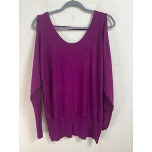 Thalia & Sodi M Jewelry Embellished Back Cold Shoulder Sweater Purple with 5 Gol